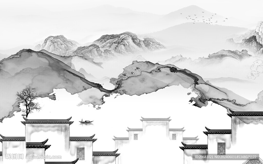 大气 新款灰山水画 TIf分层