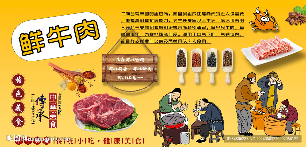 鲜牛肉背景墙
