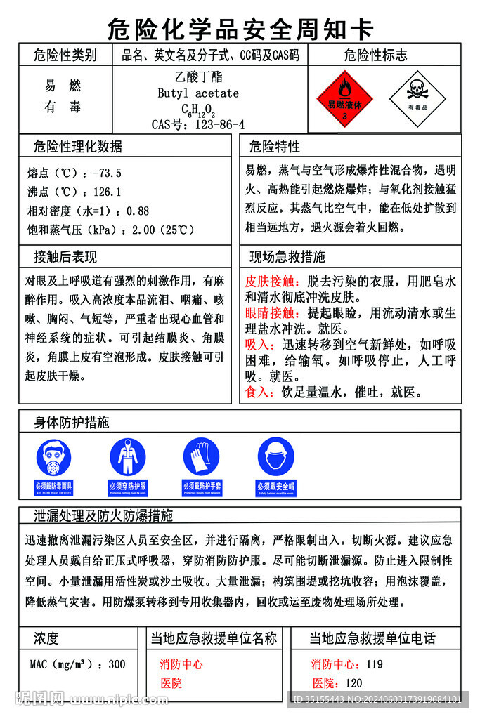 危险化学品安全周知卡