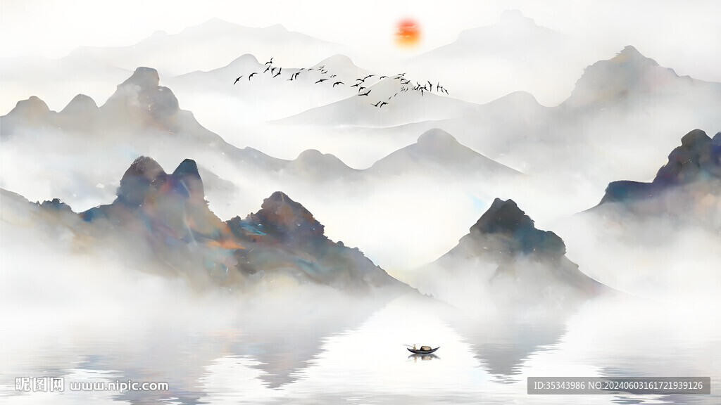山水电视背景墙
