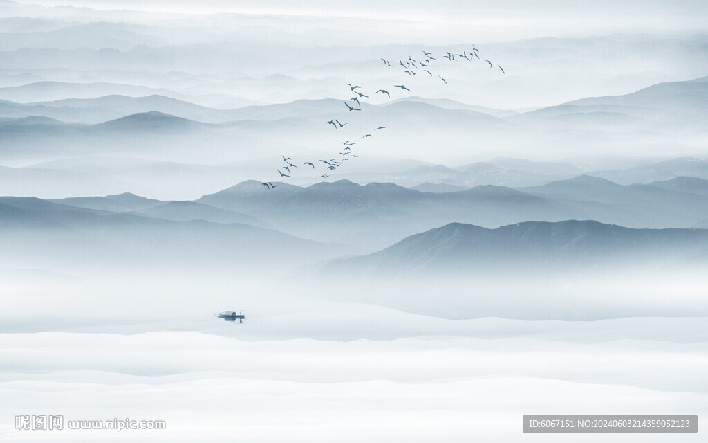简约山水画背景墙