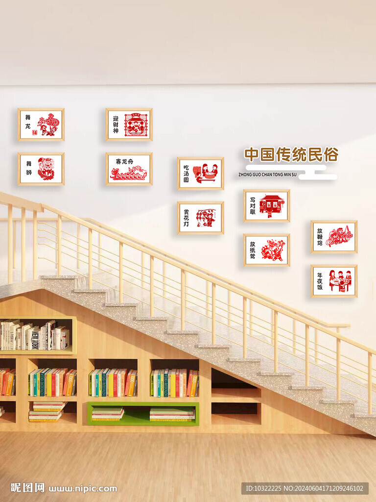 中国传统民俗楼梯文化墙