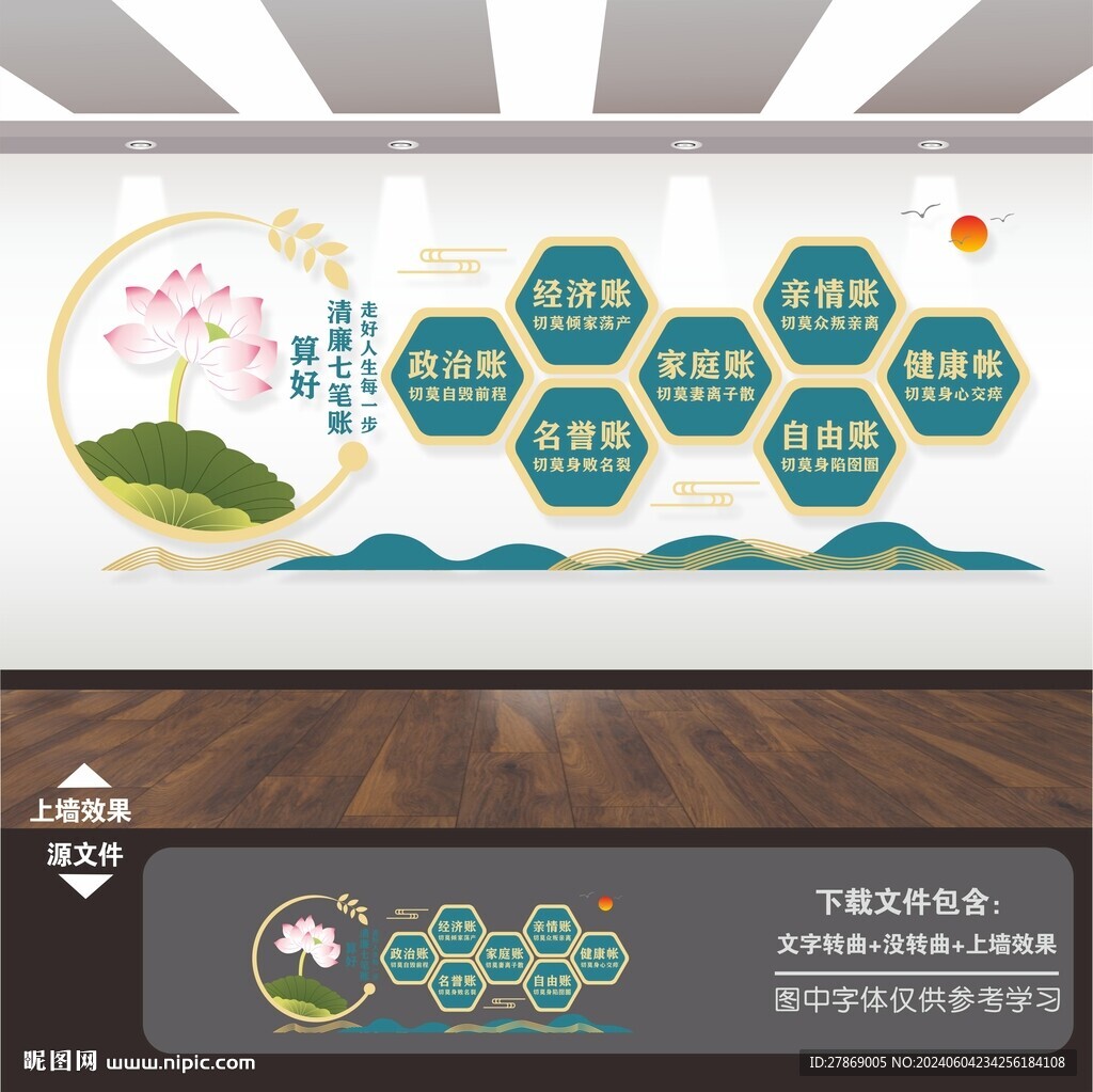 算好人生清廉七笔账文化墙展板