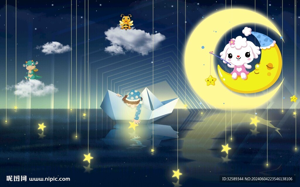 卡通星空背景墙 