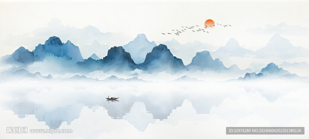 水墨画山水风景