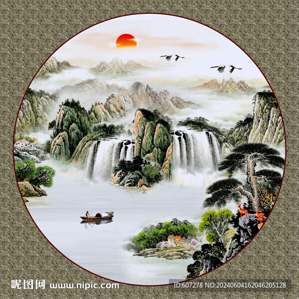 圆形山水画 