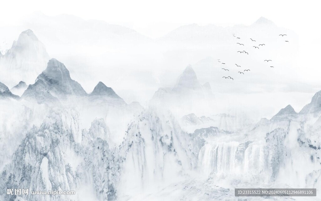 高山流水中式背景墙
