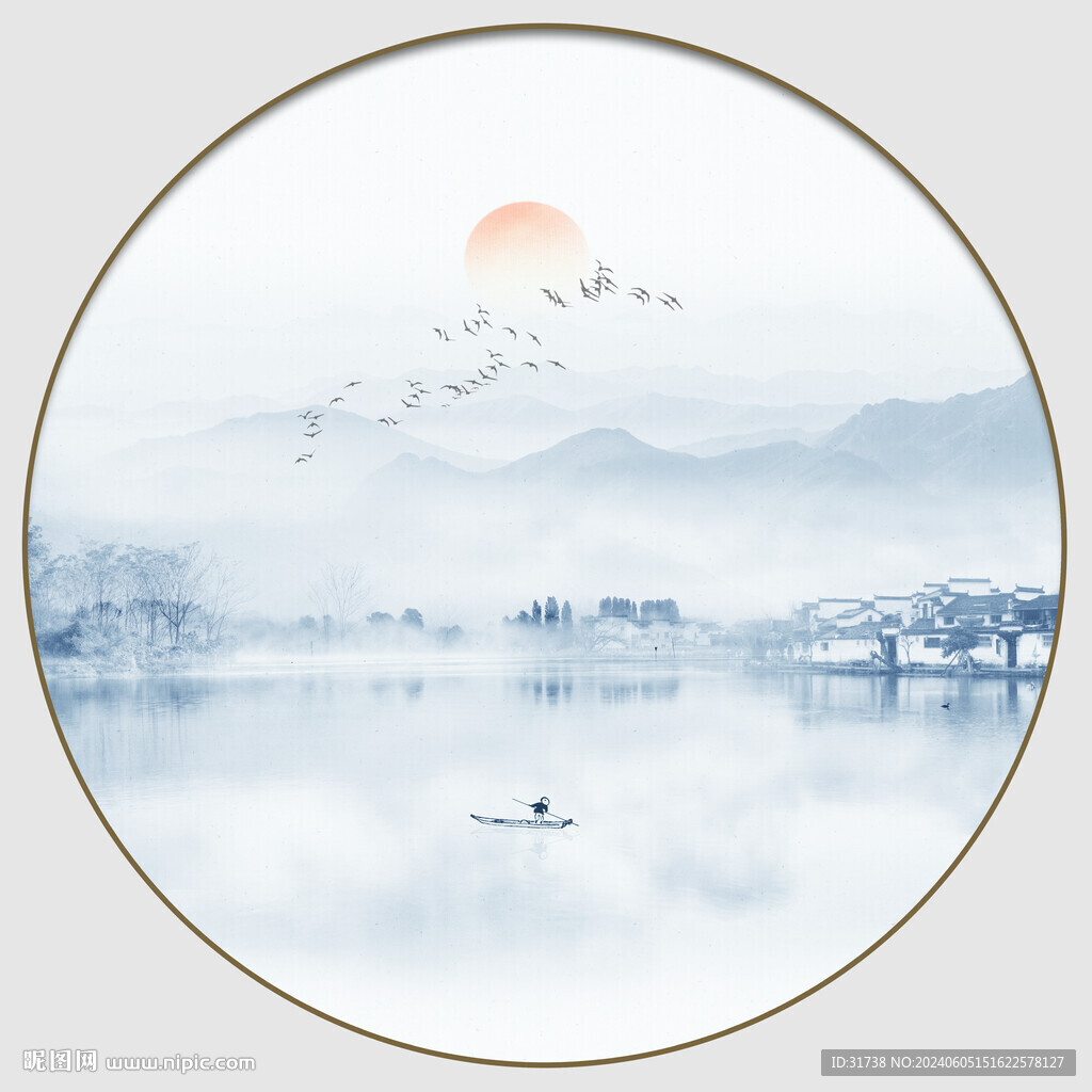 圆形山水画