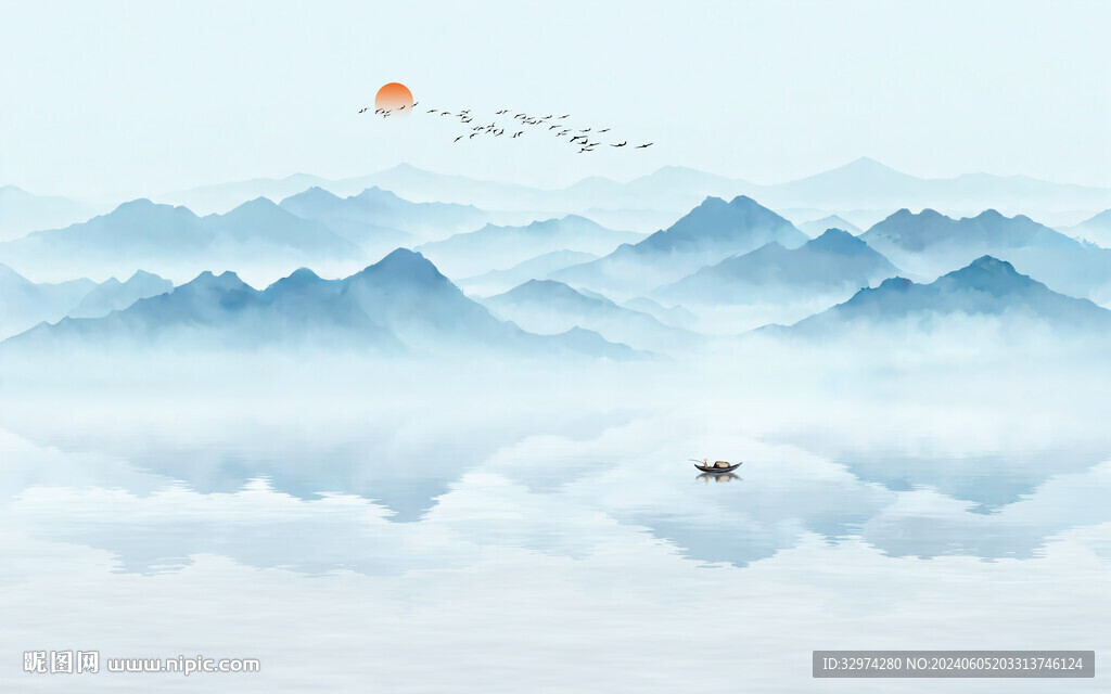 餐厅意境水墨画