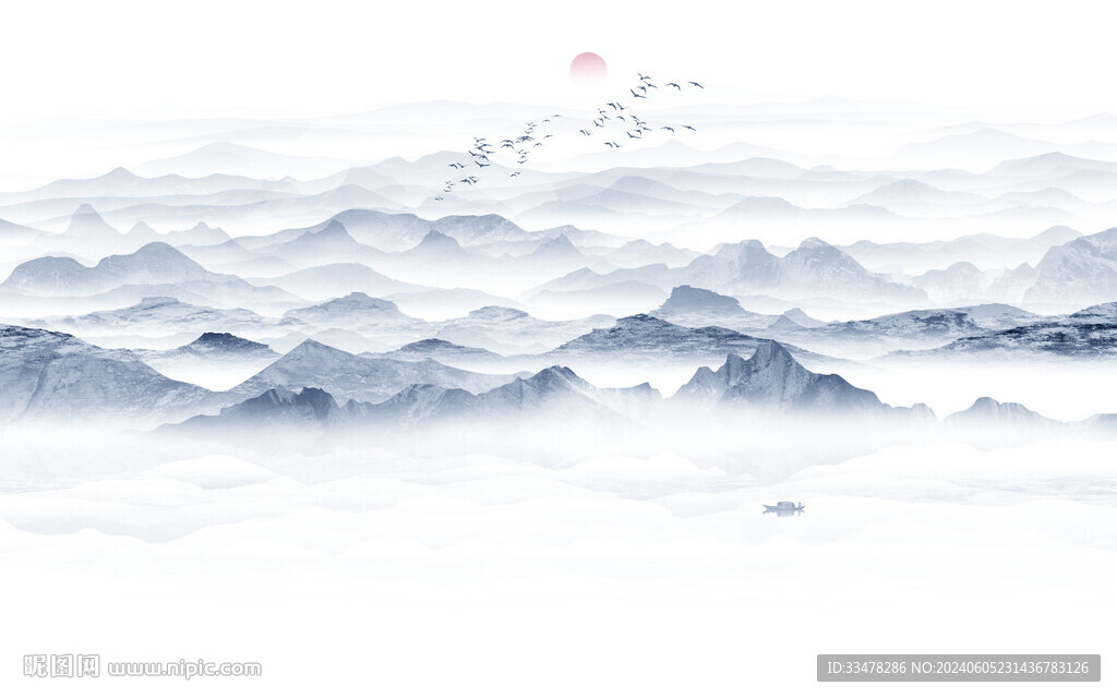 意境水墨山水画