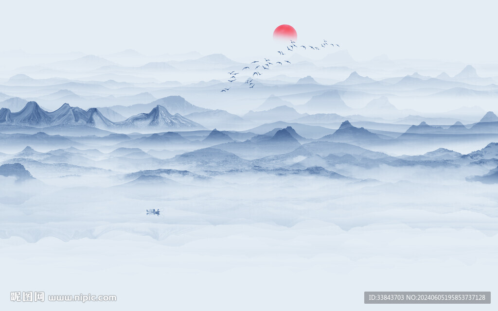禅意山水水墨画