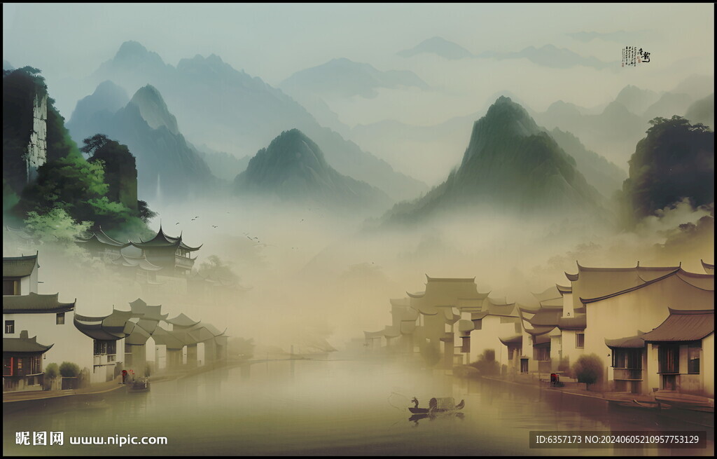 意境水墨山水画