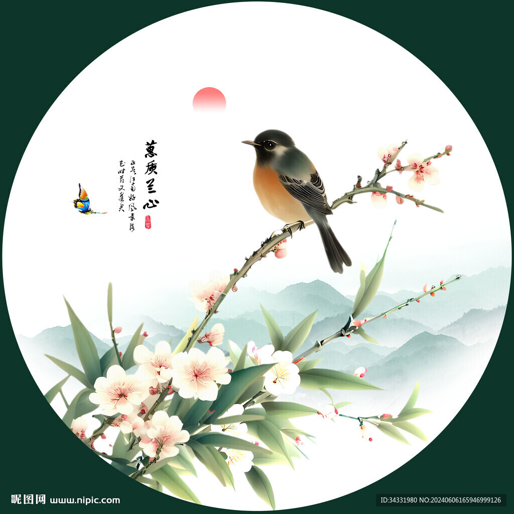 国画兰花花鸟画