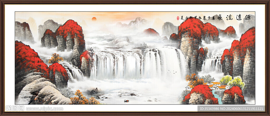 国画鸿运当头风景