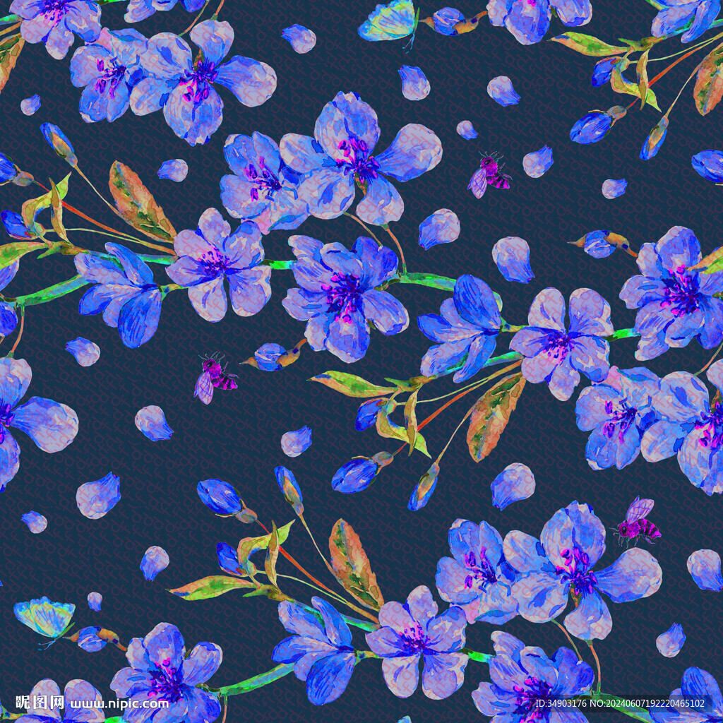 水彩花紫