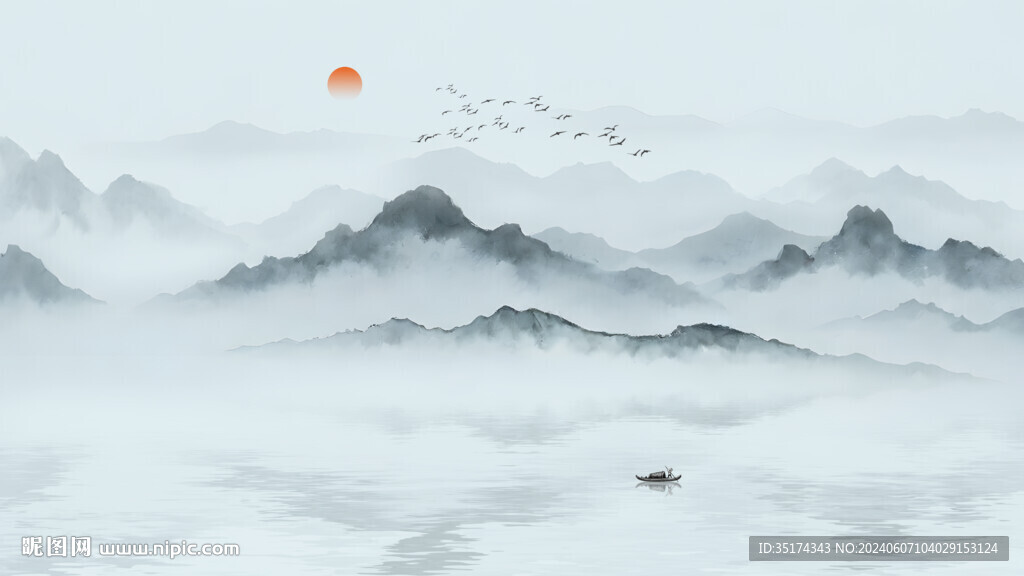 意境水墨山水画