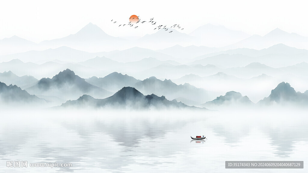 水墨意境山水风景背景