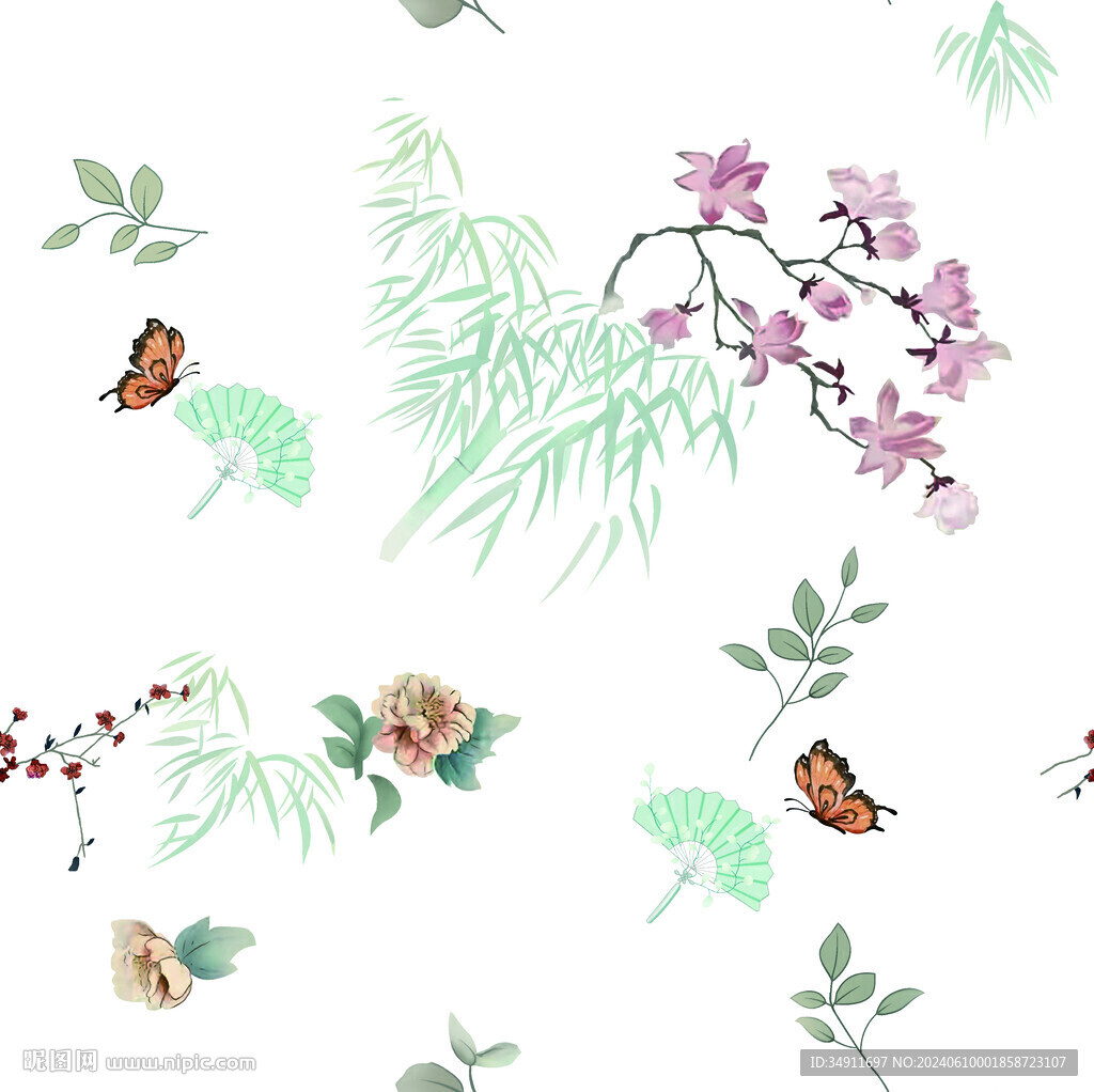 蝴蝶扇子花  竹子