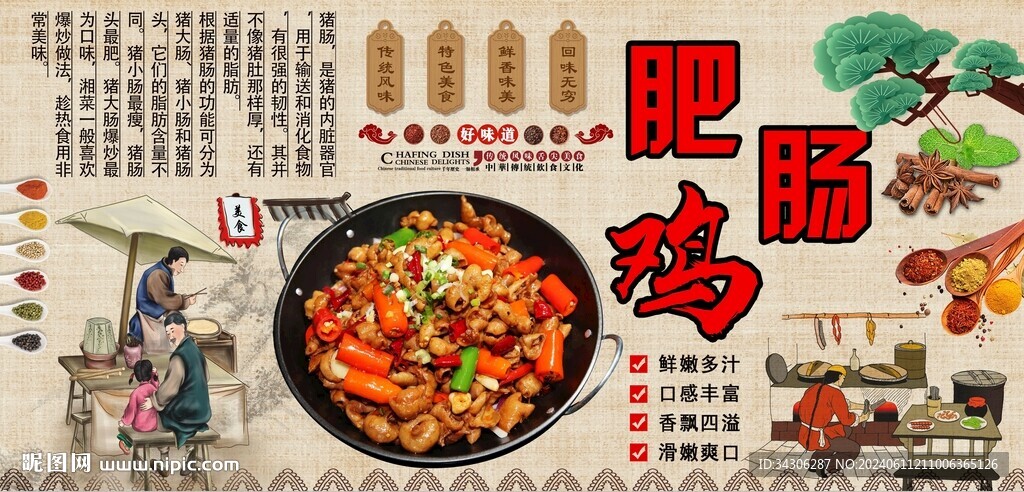 肥肠鸡背景墙