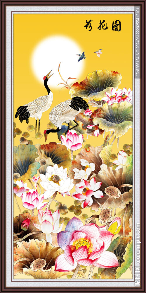 国画水墨荷花玄关图