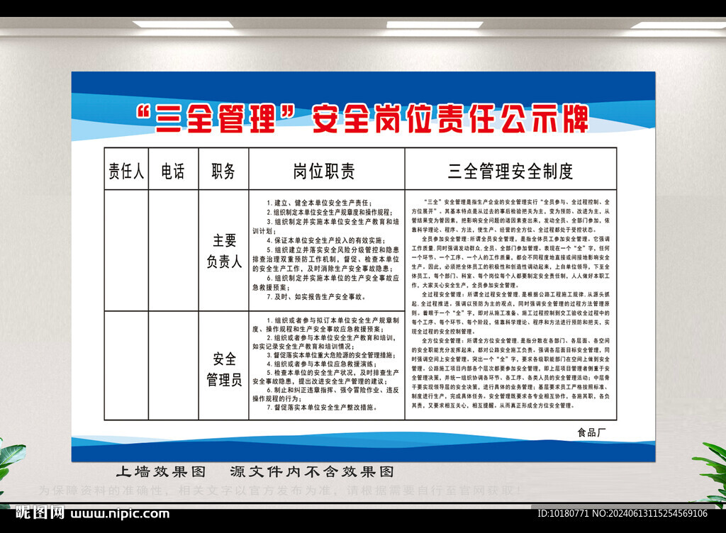 三全管理制度公示牌