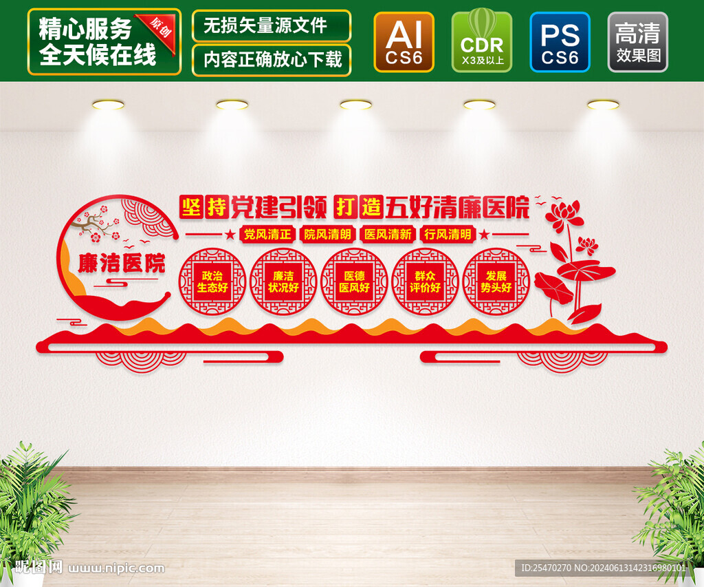 五好清廉医院文化墙