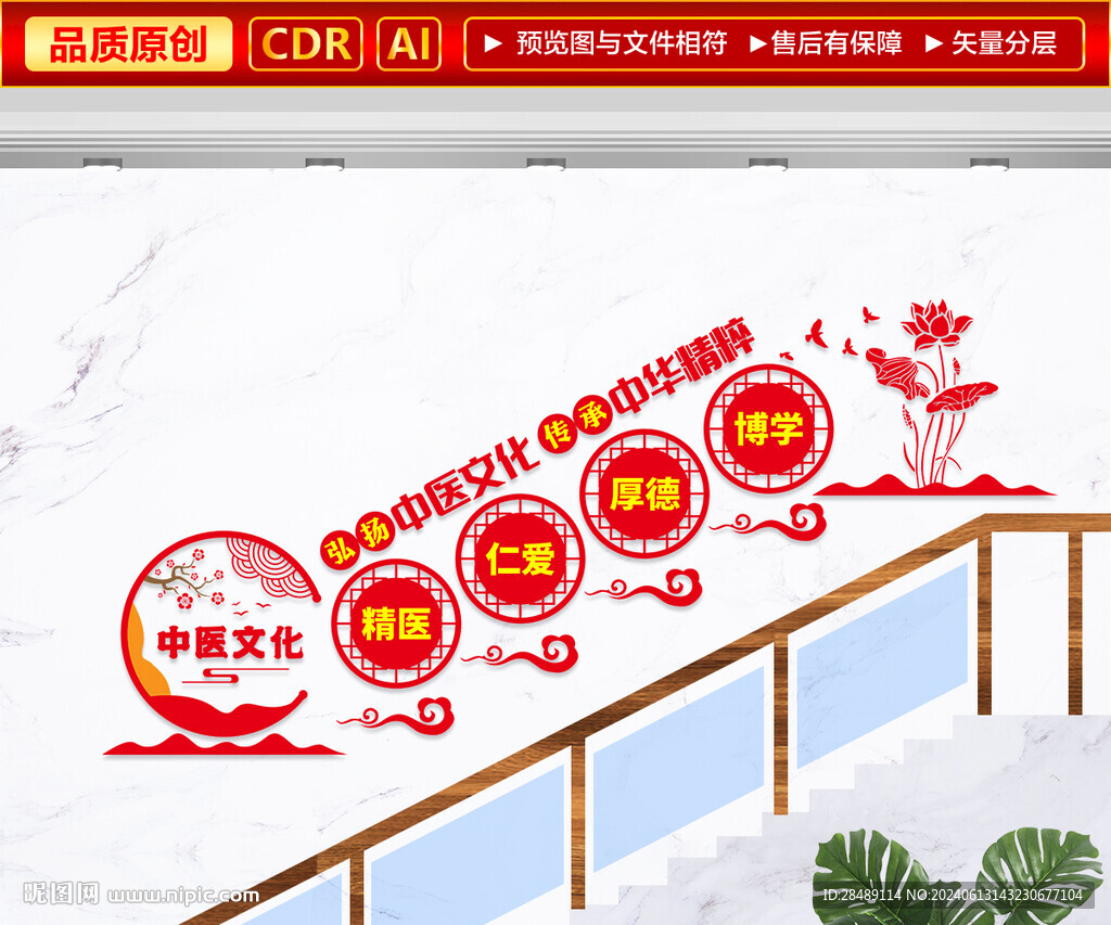 中医文化楼梯文化墙