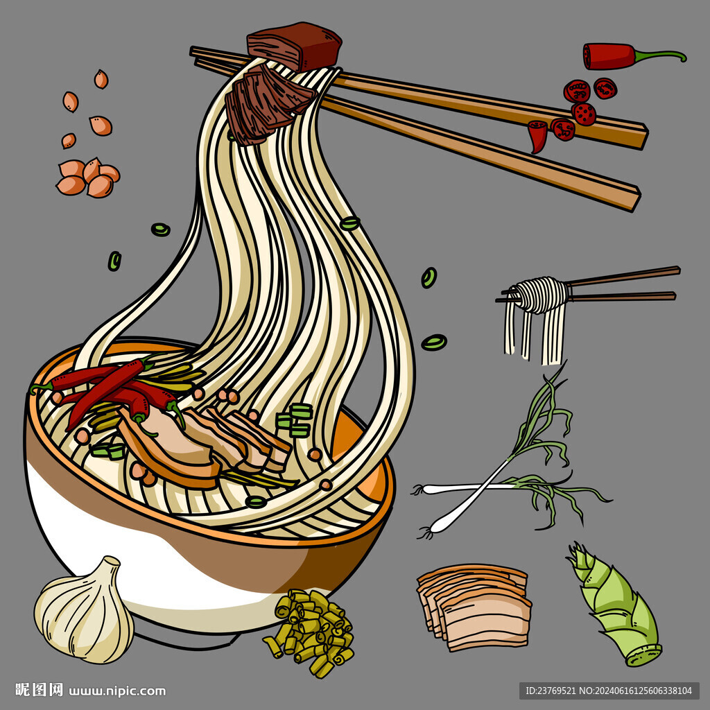 桂林米粉插画