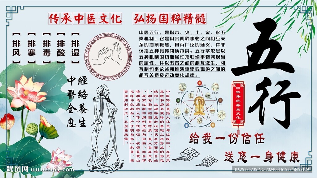 五行养生背景墙