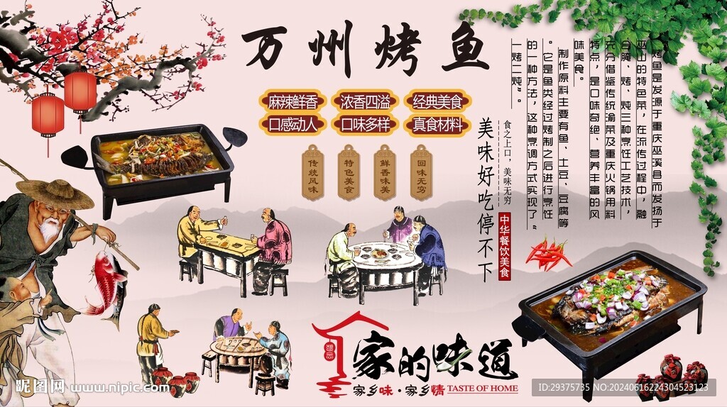 万州烤鱼背景墙