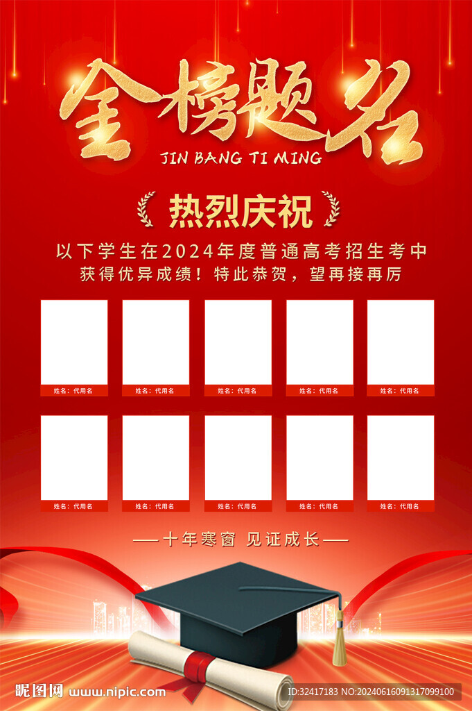 金榜题名喜报海报