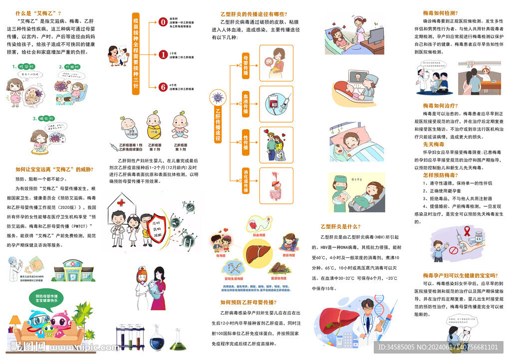 预防艾滋梅毒乙肝宣传册