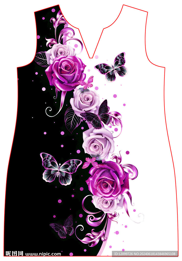 数码印花蝴蝶花朵