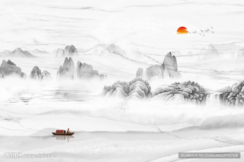 中式山水背景墙