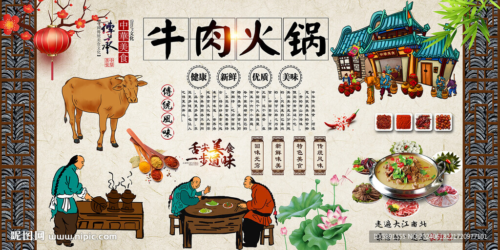 牛肉火锅背景墙