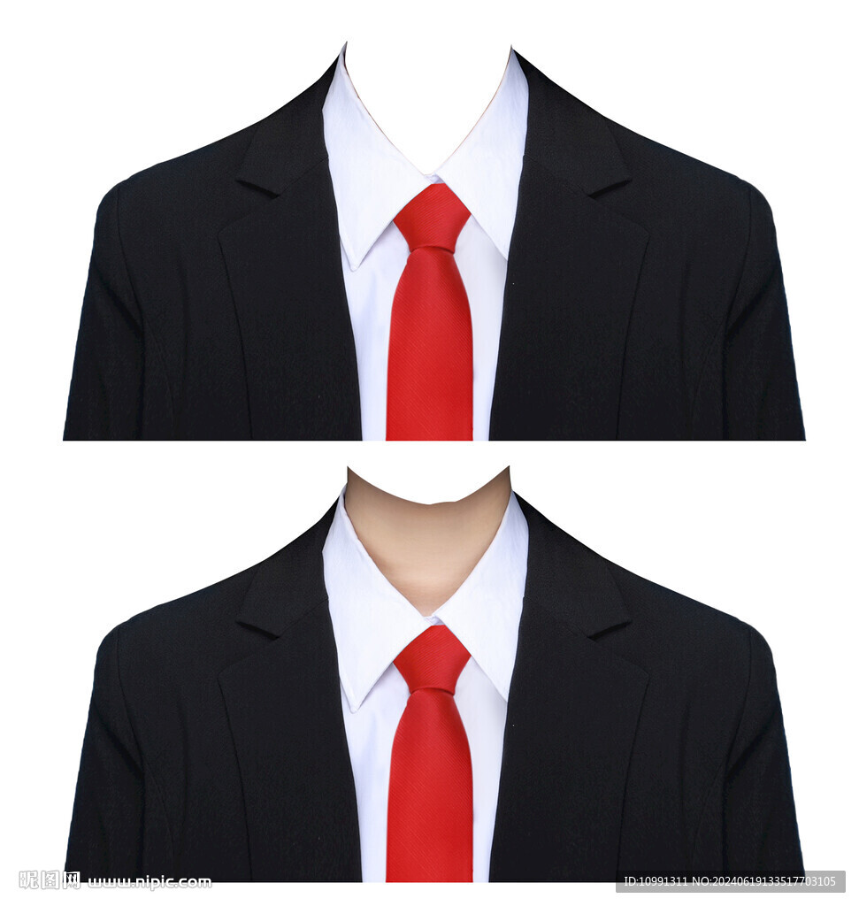 证件照衣服女西装红领带素材