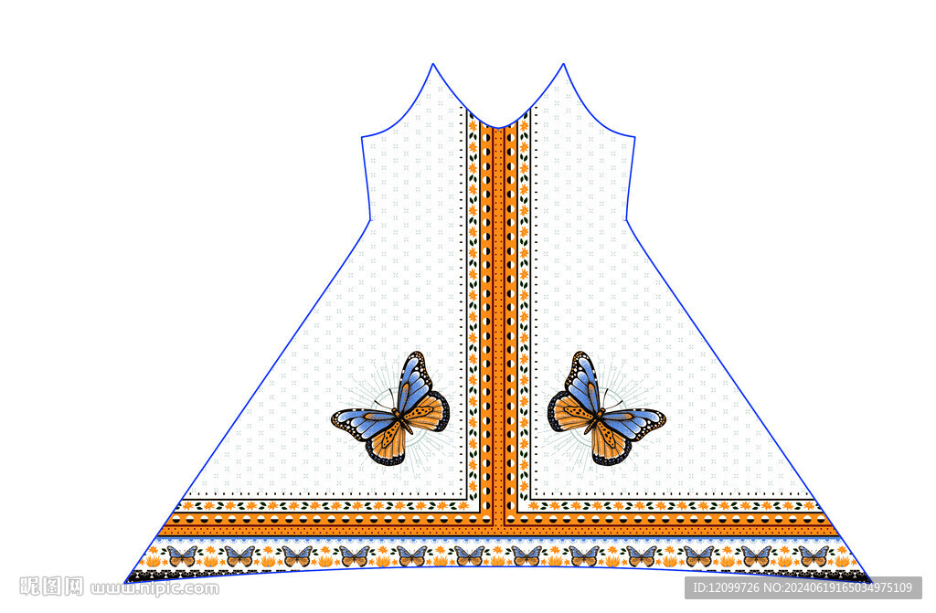 定位蝴蝶数码印花