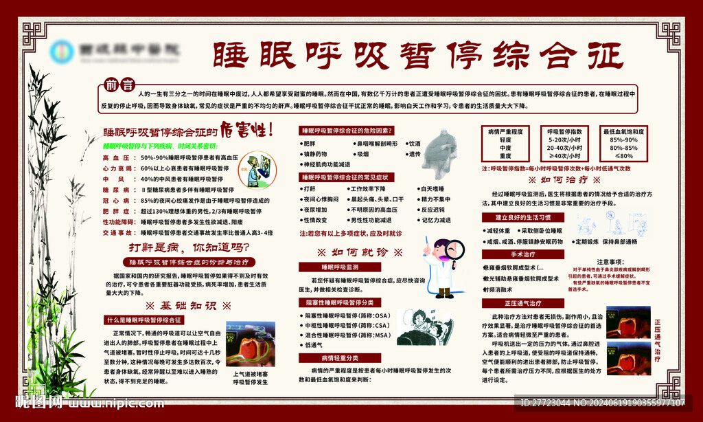 睡眠呼吸暂停综合证文化展板