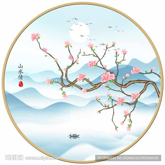 圆形花鸟图