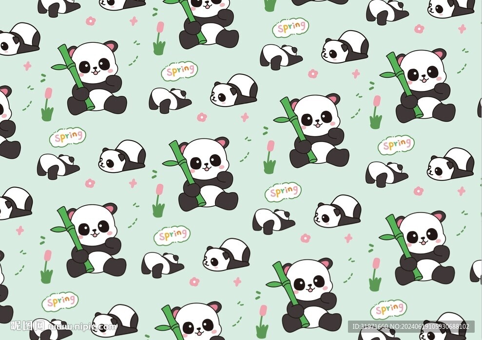 无缝花纸 熊猫