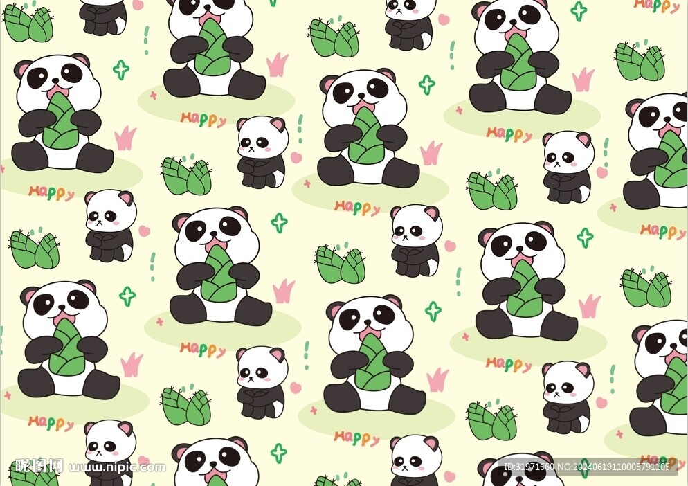 无缝花纸 熊猫