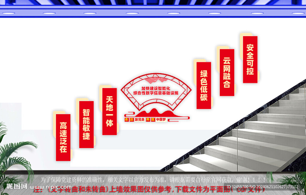 数字信息基础设施建设楼梯文化墙