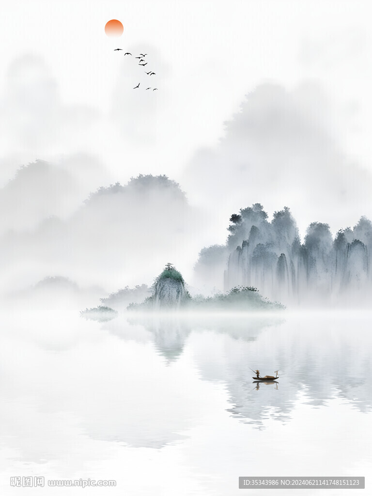 客厅背景墙水墨画