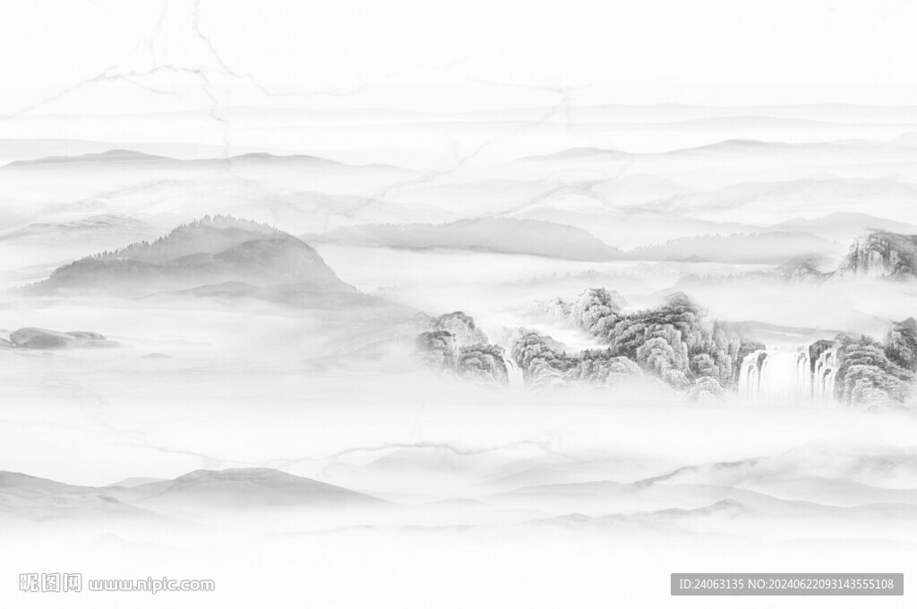 国画山水背景墙