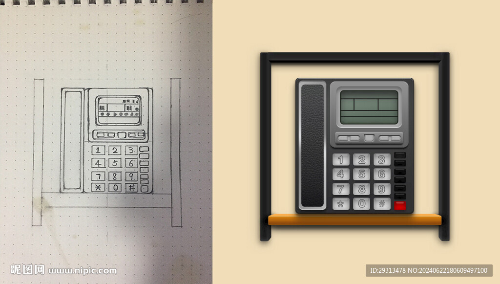 写实电话图标元素