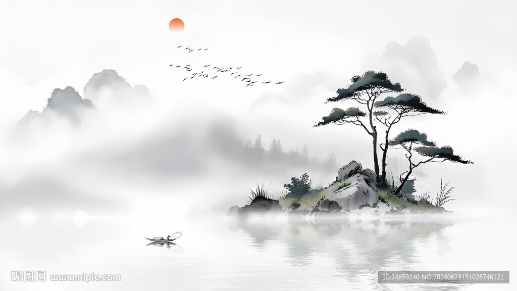 新中式意境水墨背景