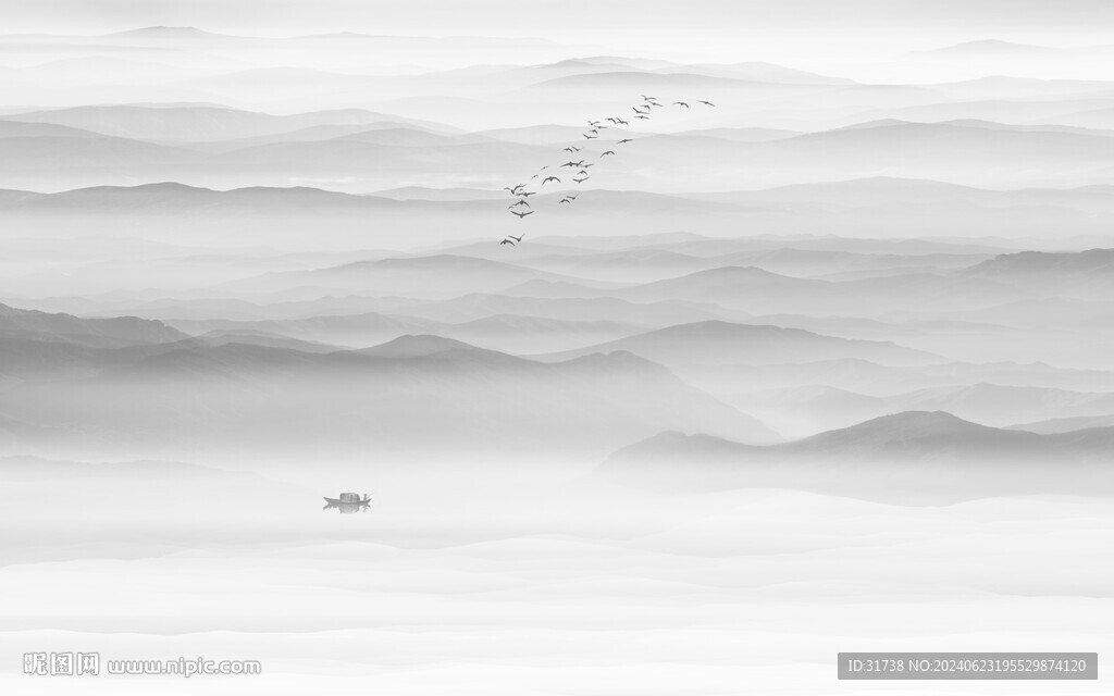 山水水墨画风景图