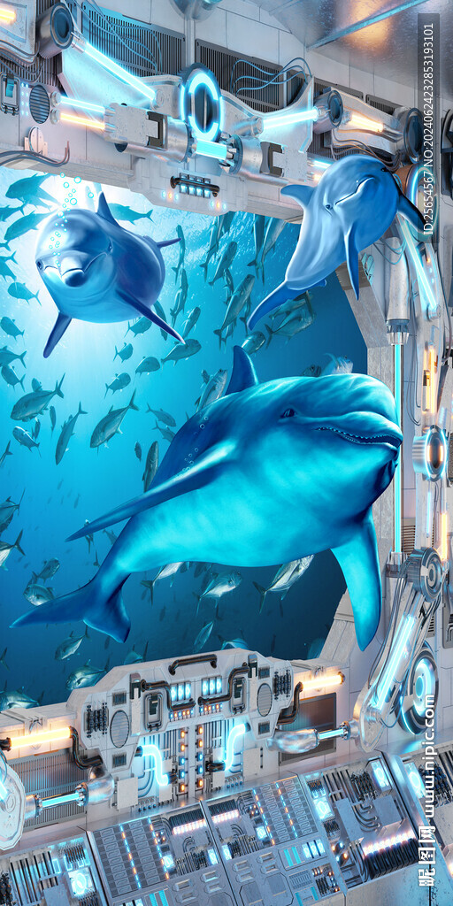 海底世界鱼群3D玄关