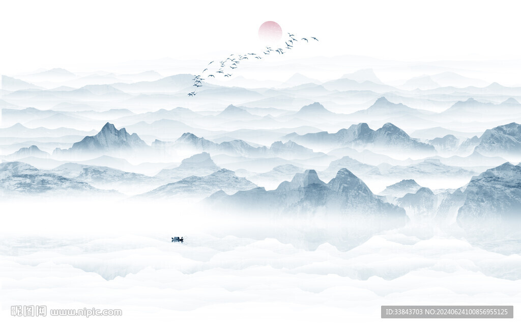 禅意水墨山水画