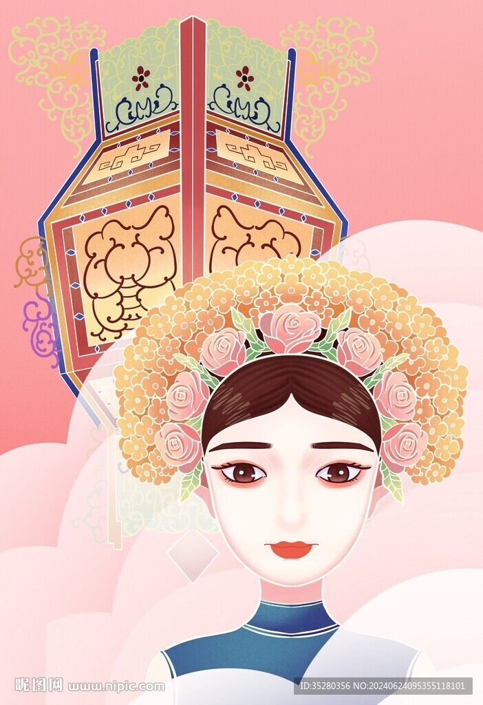 簪花女孩